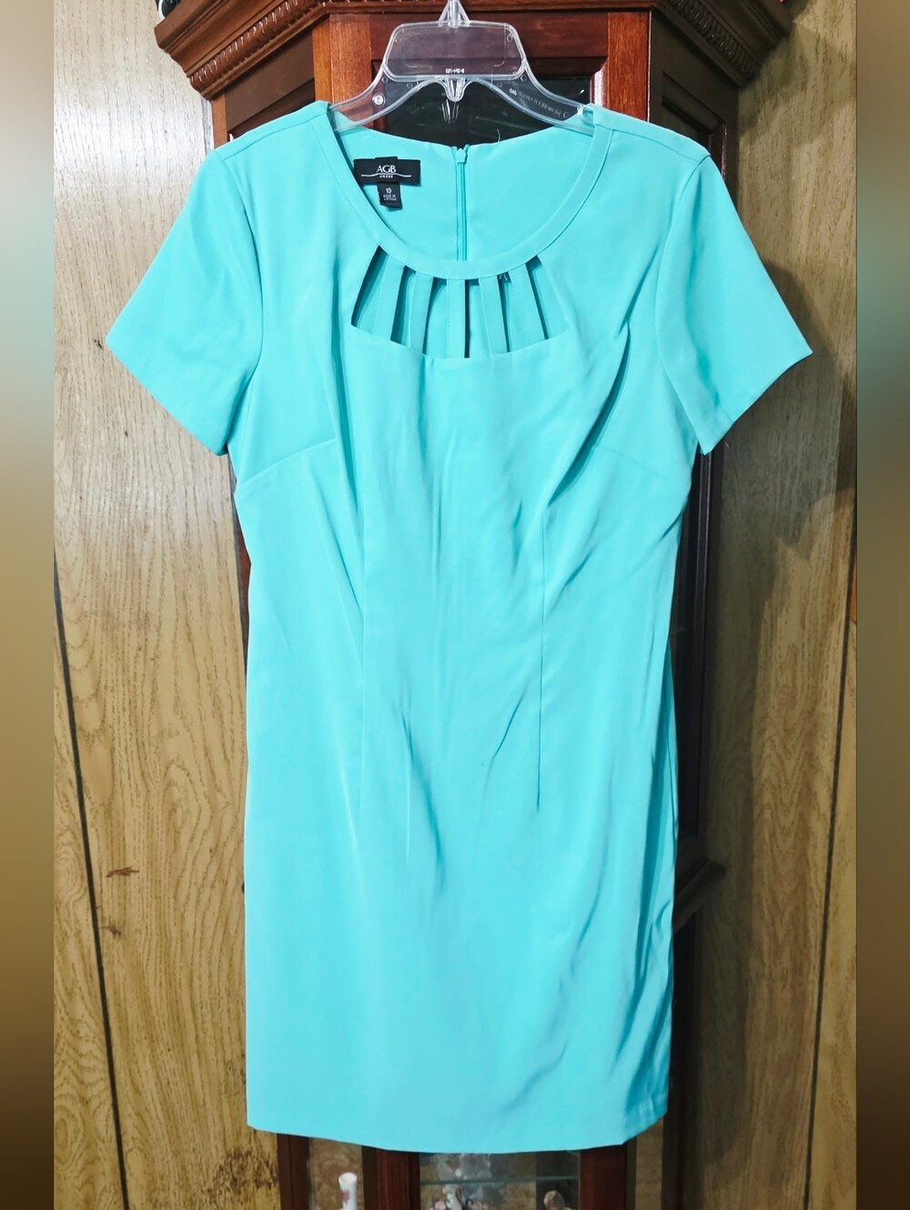 AGB Teal Cutout Short-Sleeve Sheath Dress Size 10